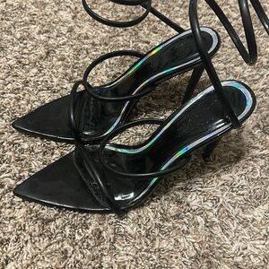 Black strapped heels